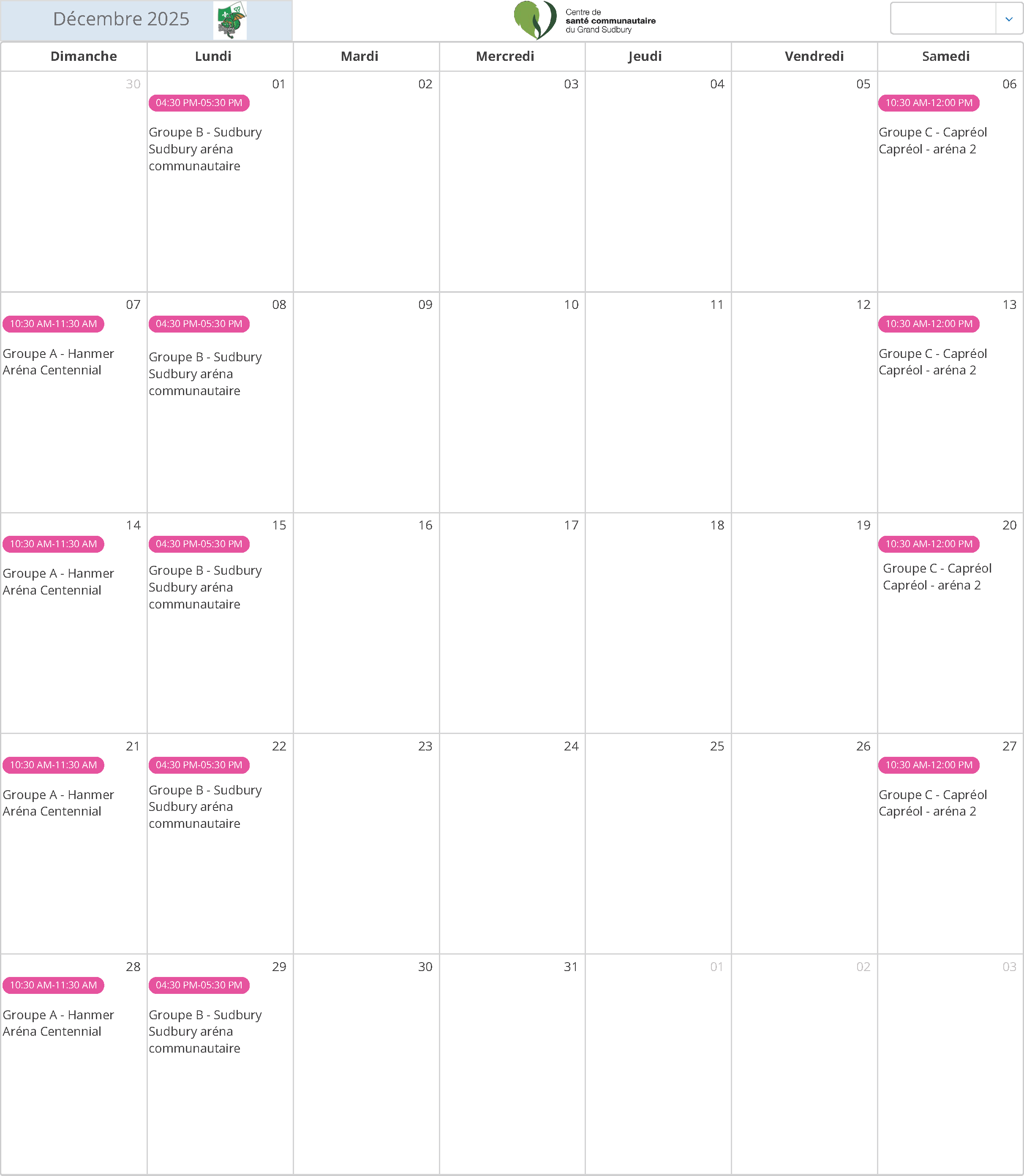 horaire décembre PNG
